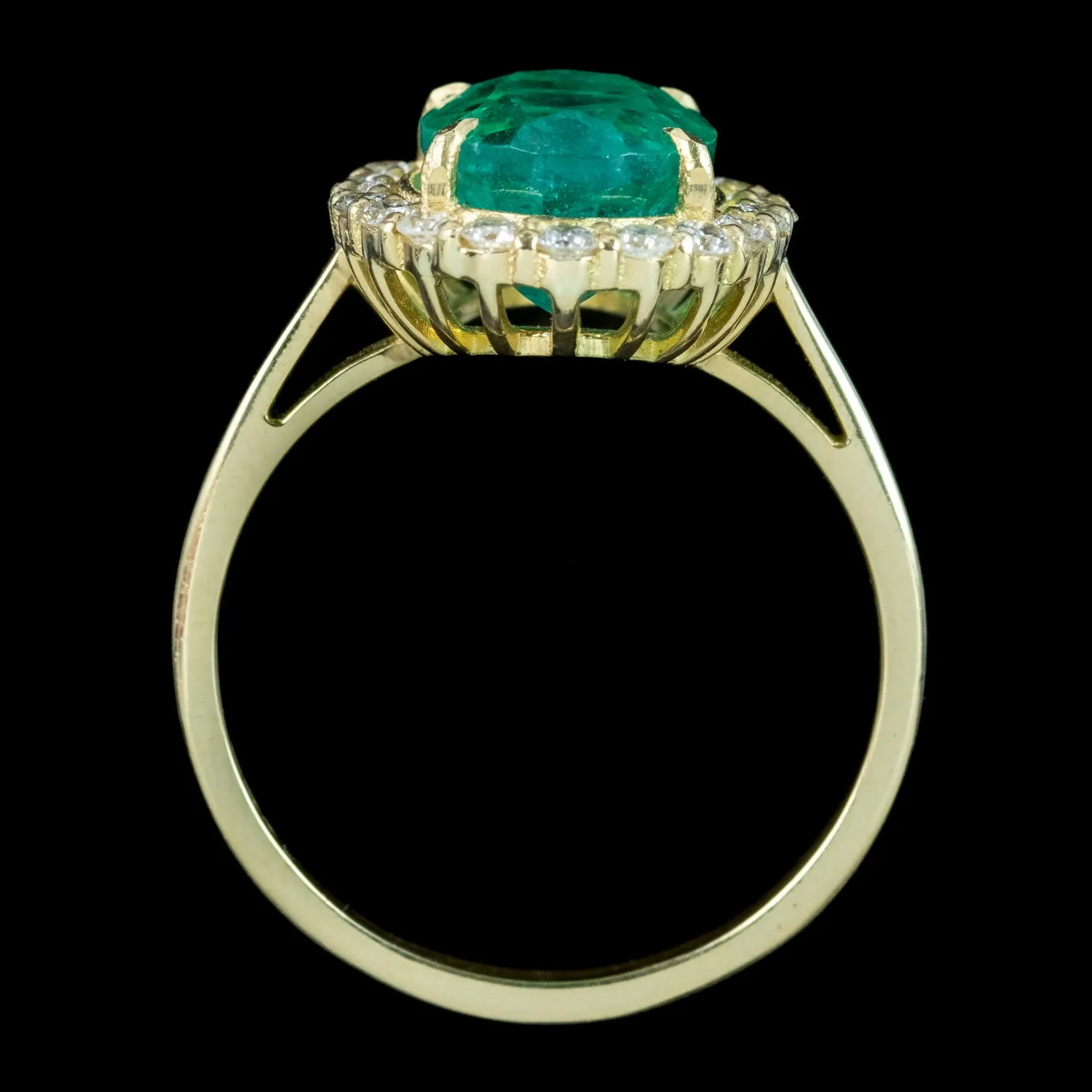 Vintage Emerald Diamond Cluster Ring 3.10ct Emerald With Cert