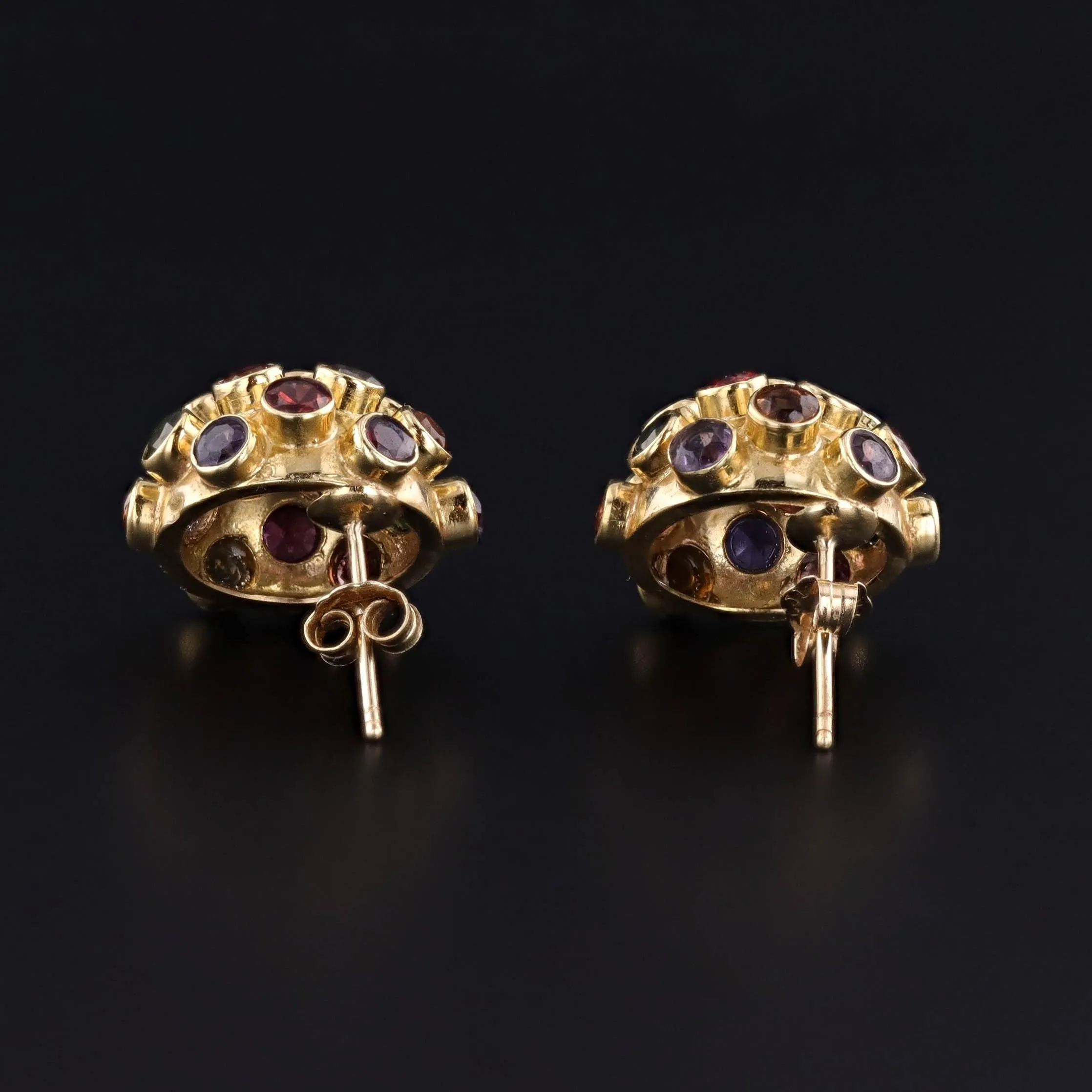 Vintage Gemstone Sputnik Earrings of 18k Gold