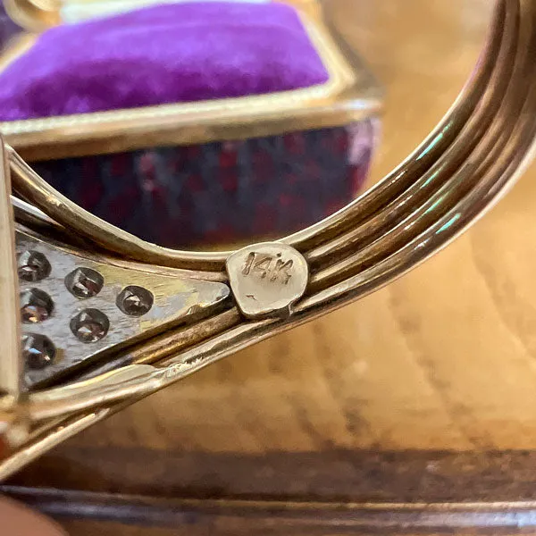 Vintage Green Tourmaline & Diamond Ring