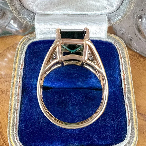 Vintage Green Tourmaline & Diamond Ring