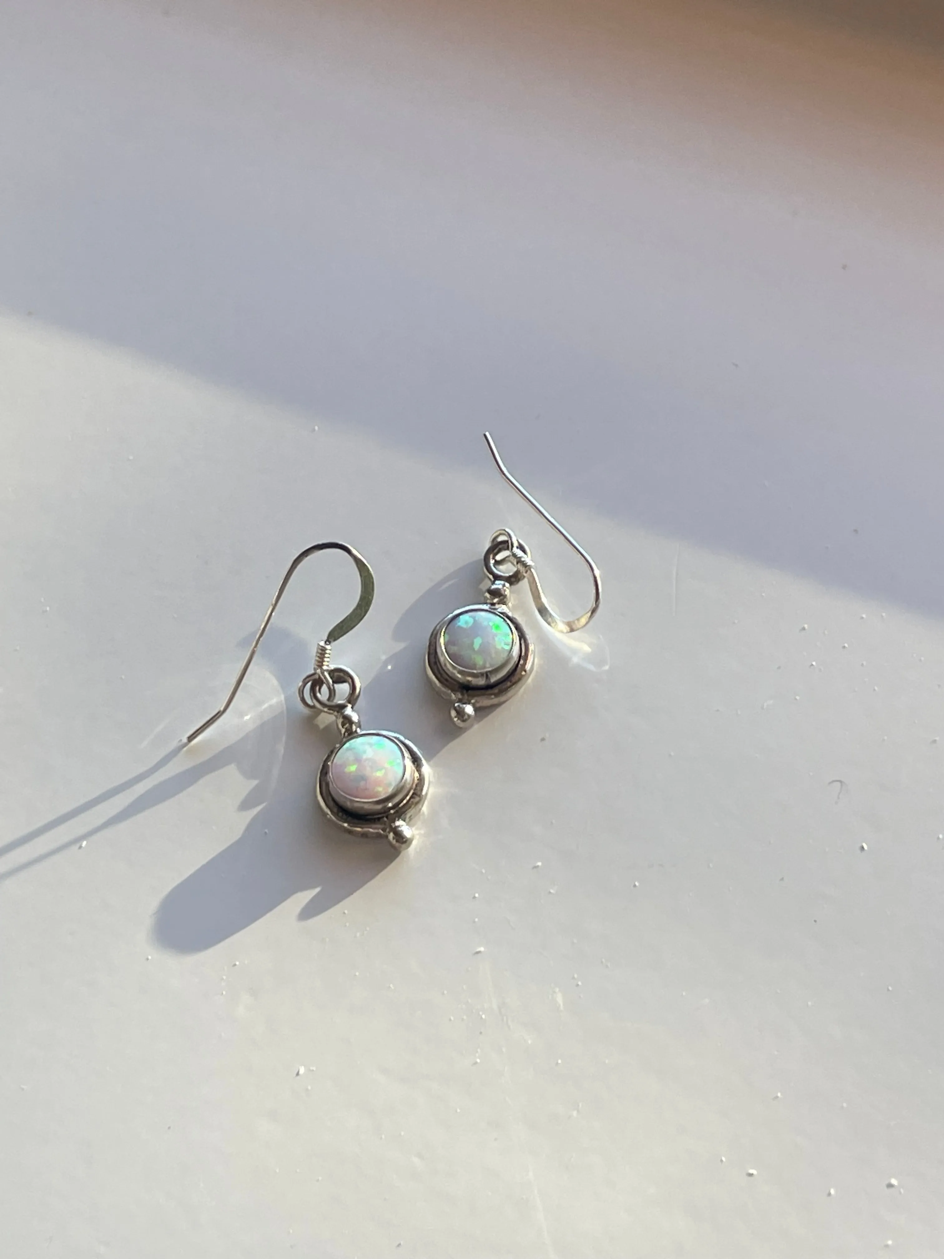 Vintage Opal and Sterling Silver Earrings