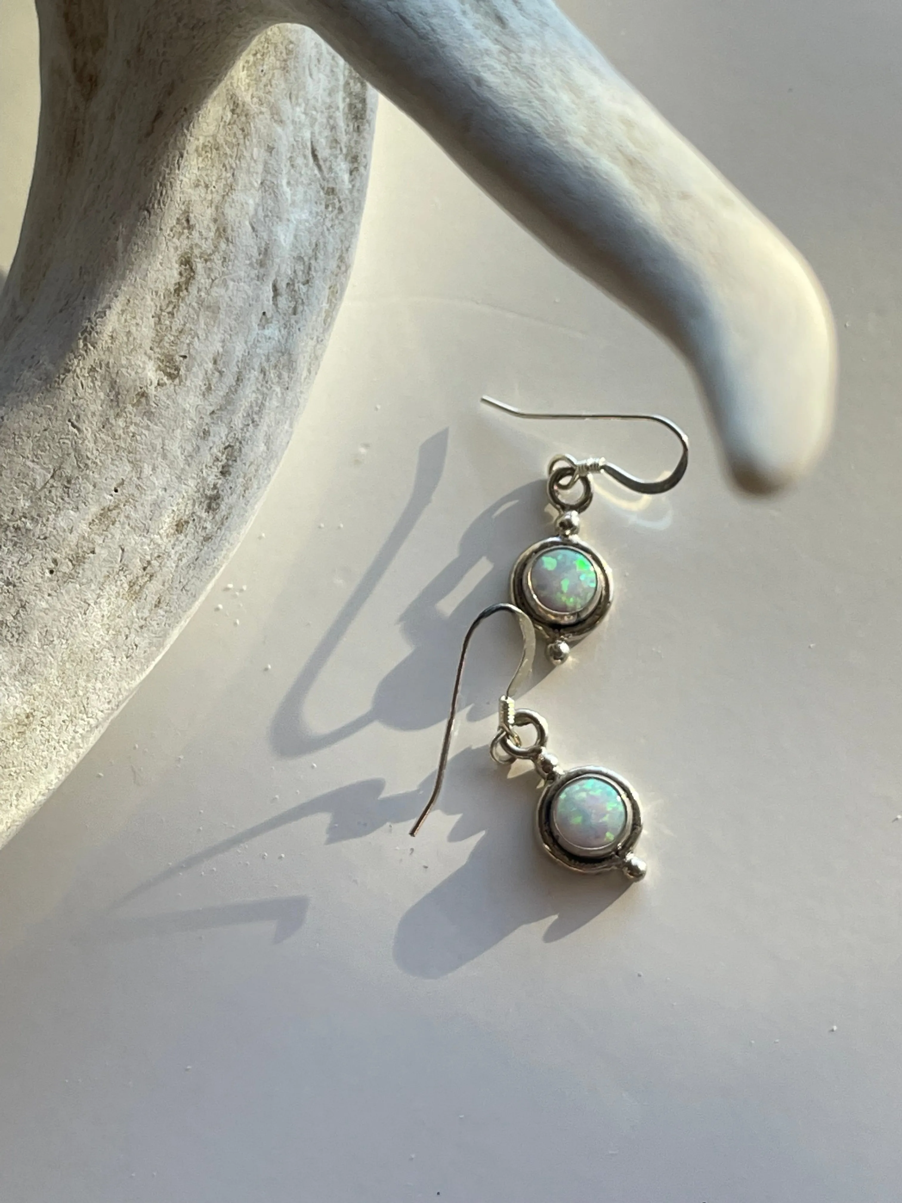 Vintage Opal and Sterling Silver Earrings