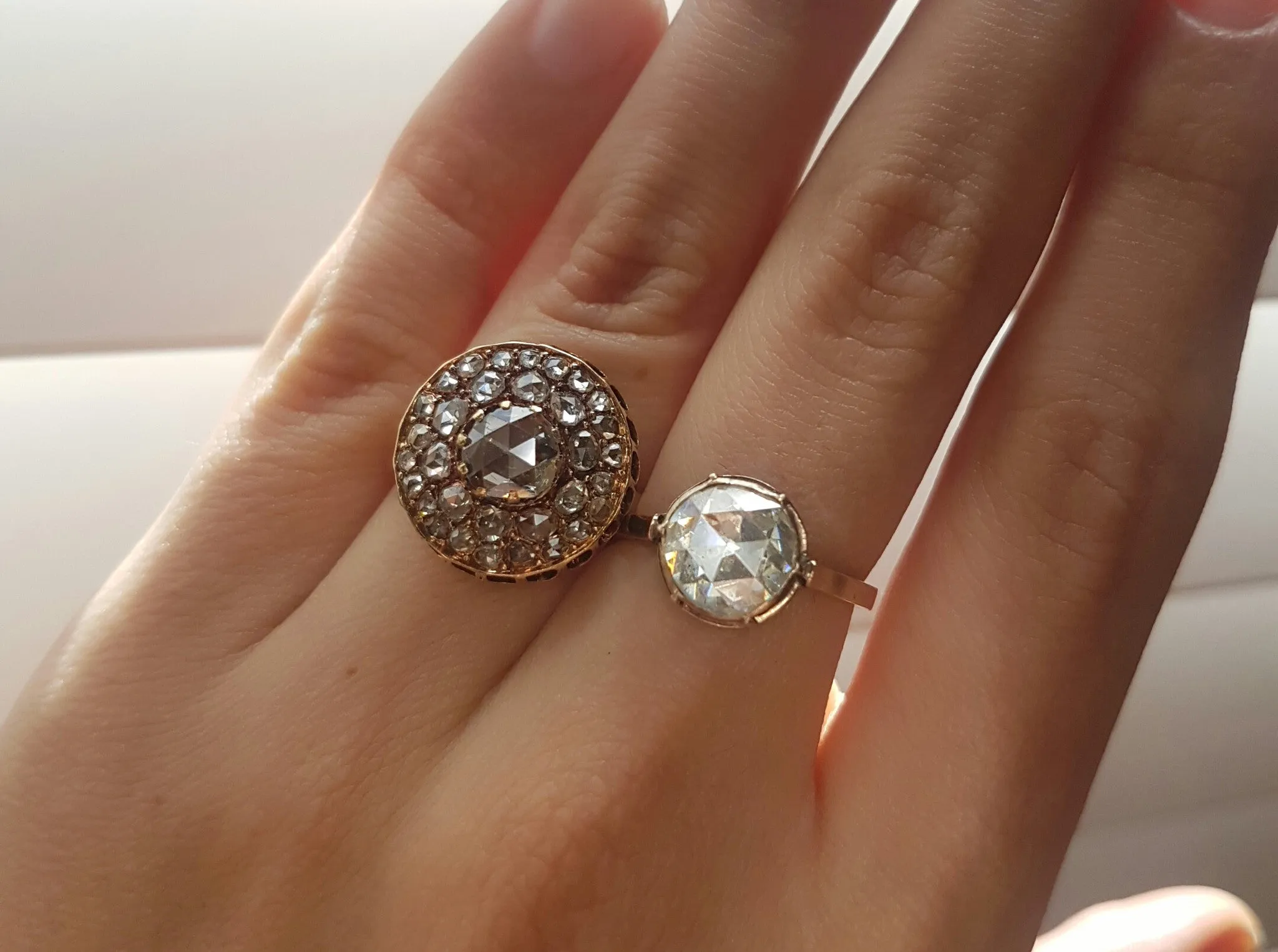 VINTAGE ROSE CUT DIAMOND SOLITAIRE IN GOLD