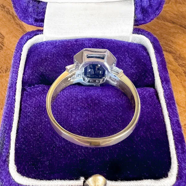 Vintage Sapphire & Diamond Ring, Emerald cut 1.90ct.