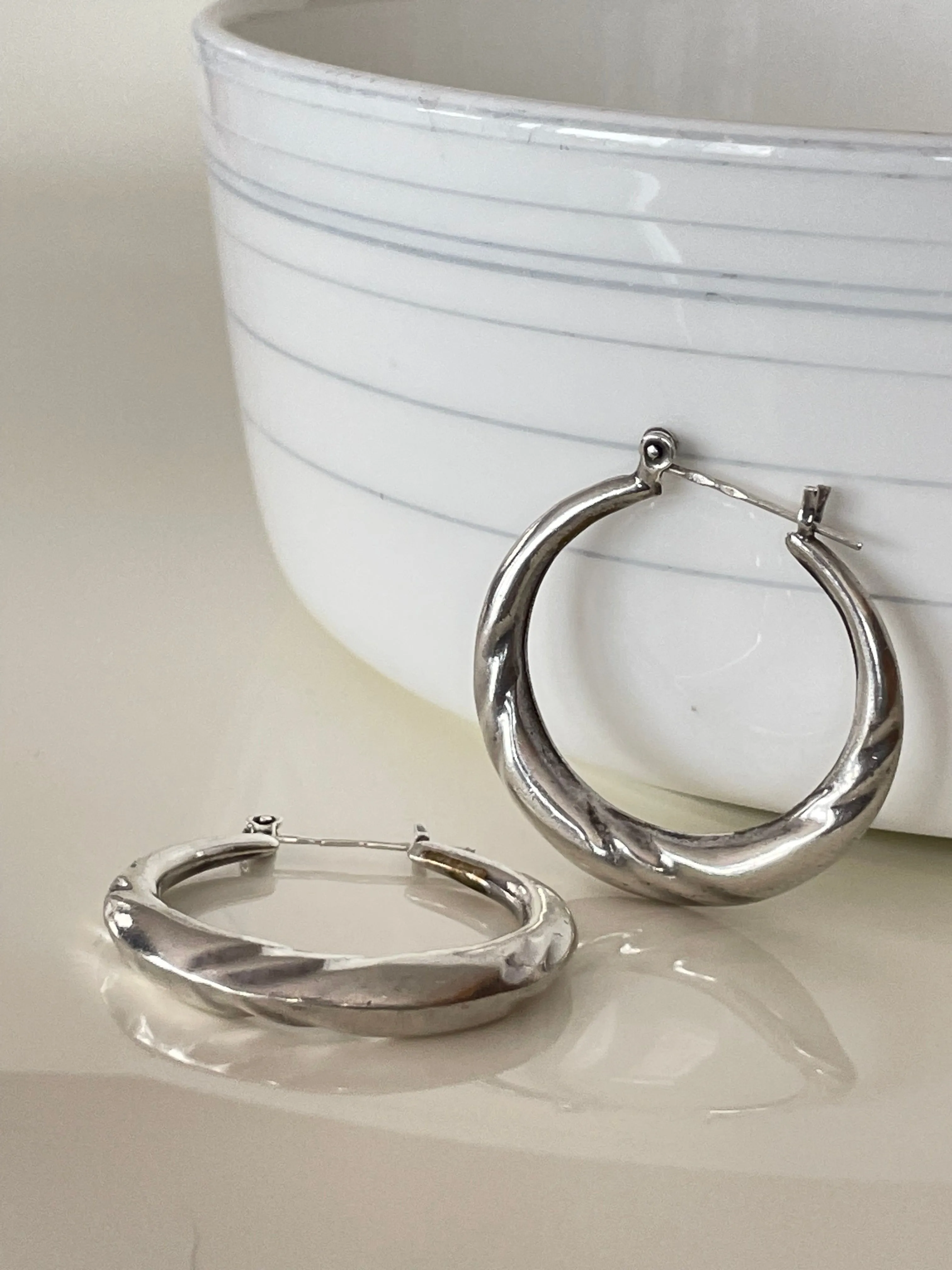 Vintage Silver Gypsy Hoops Earrings
