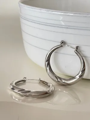 Vintage Silver Gypsy Hoops Earrings