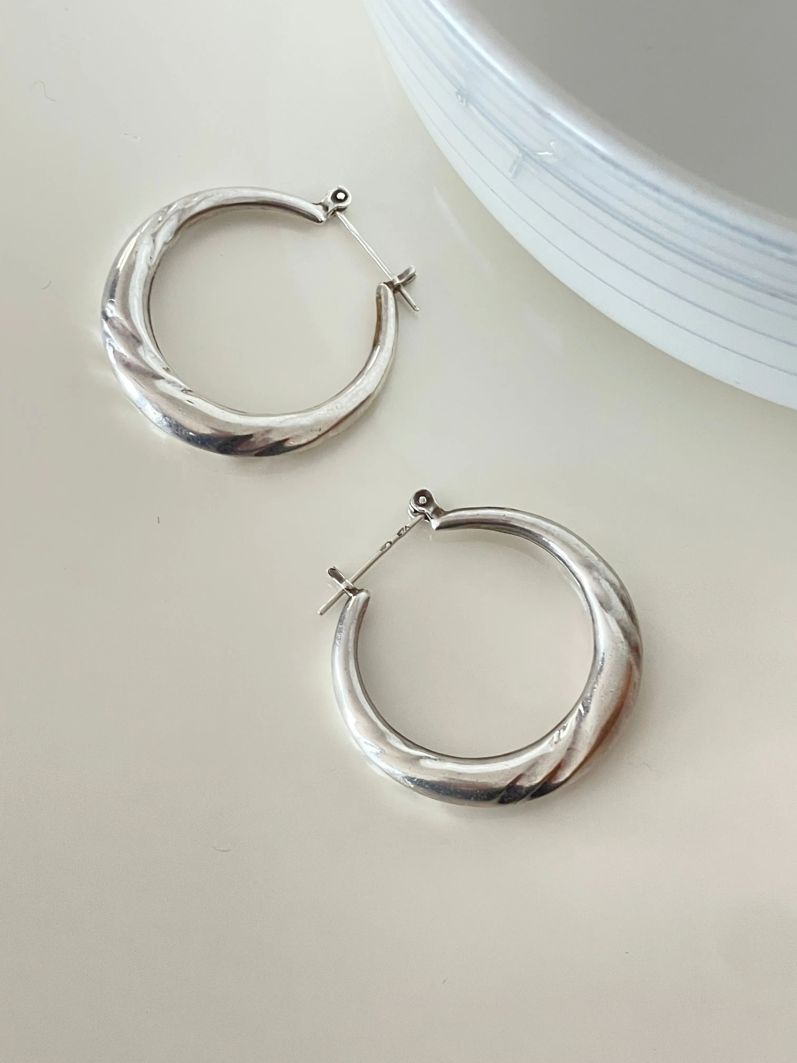 Vintage Silver Gypsy Hoops Earrings