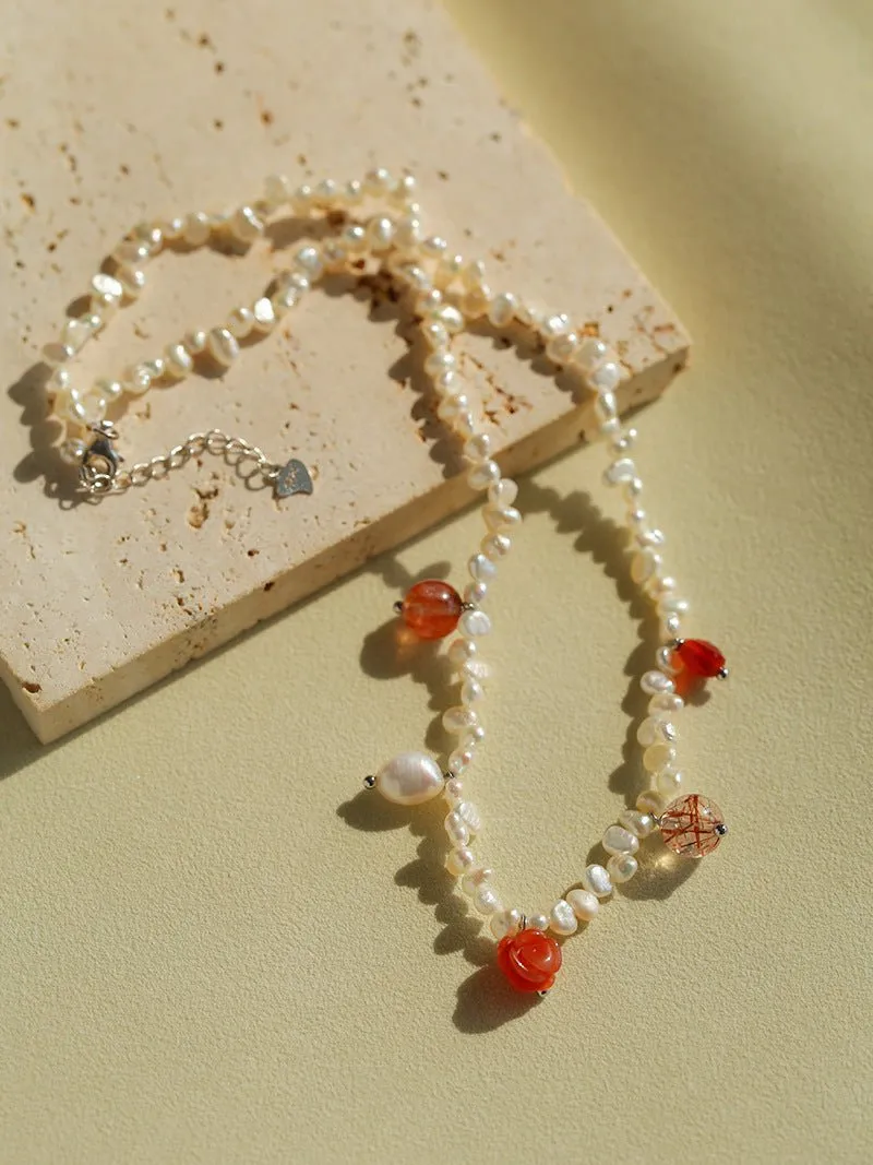Whimsical Baroque Pearl Charm Necklace