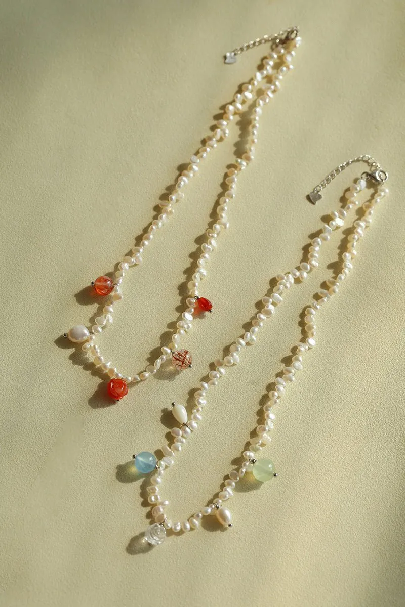Whimsical Baroque Pearl Charm Necklace