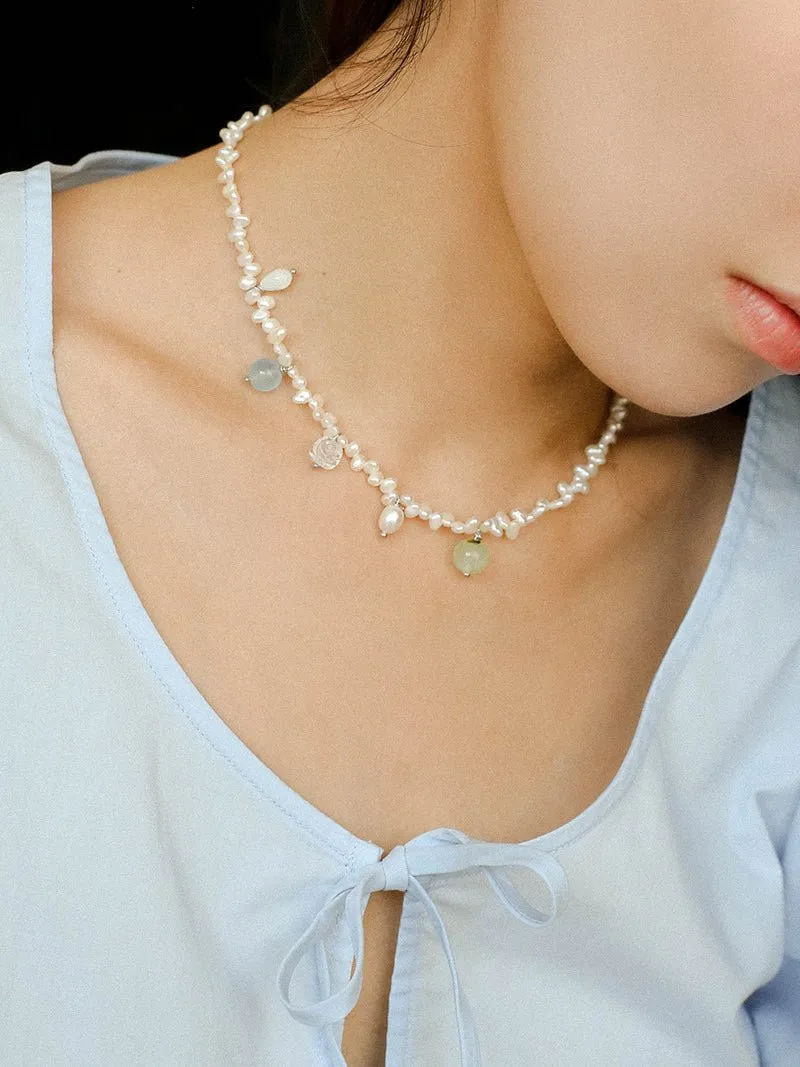 Whimsical Baroque Pearl Charm Necklace