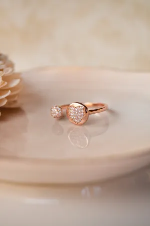 With A Open Heart Rose Gold Plated Sterling Silver Ring