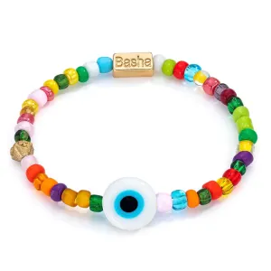 Women's White Beaded Stretch Bracelet