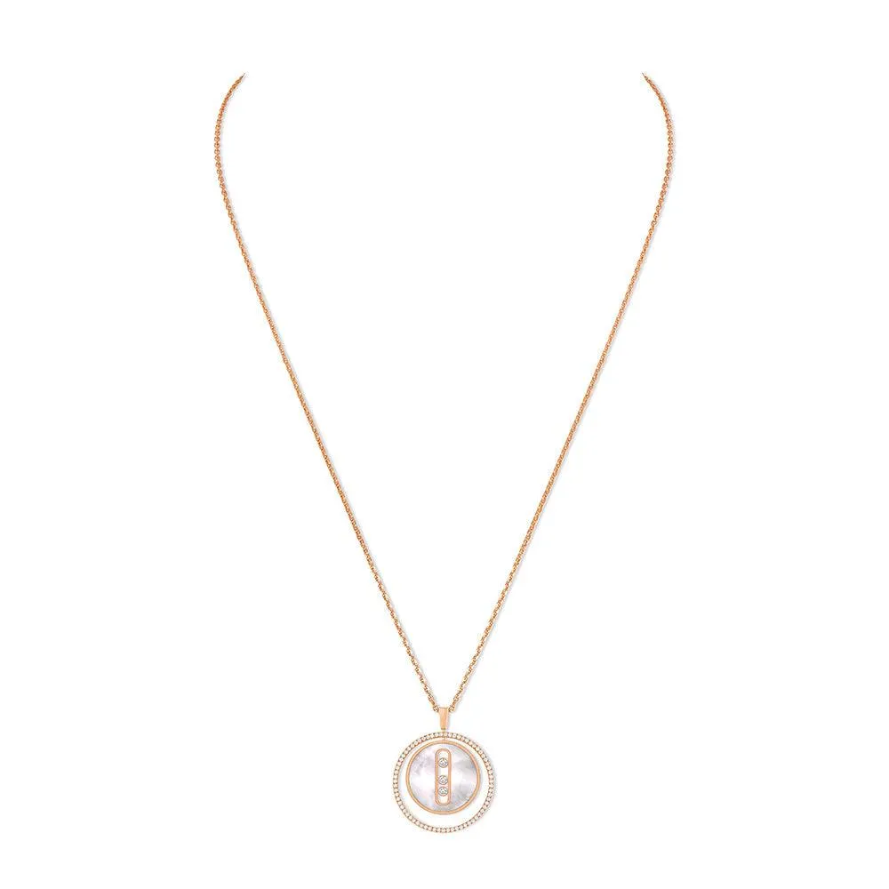 Yellow Gold Diamond & White Mother-Of-Pearl Necklace