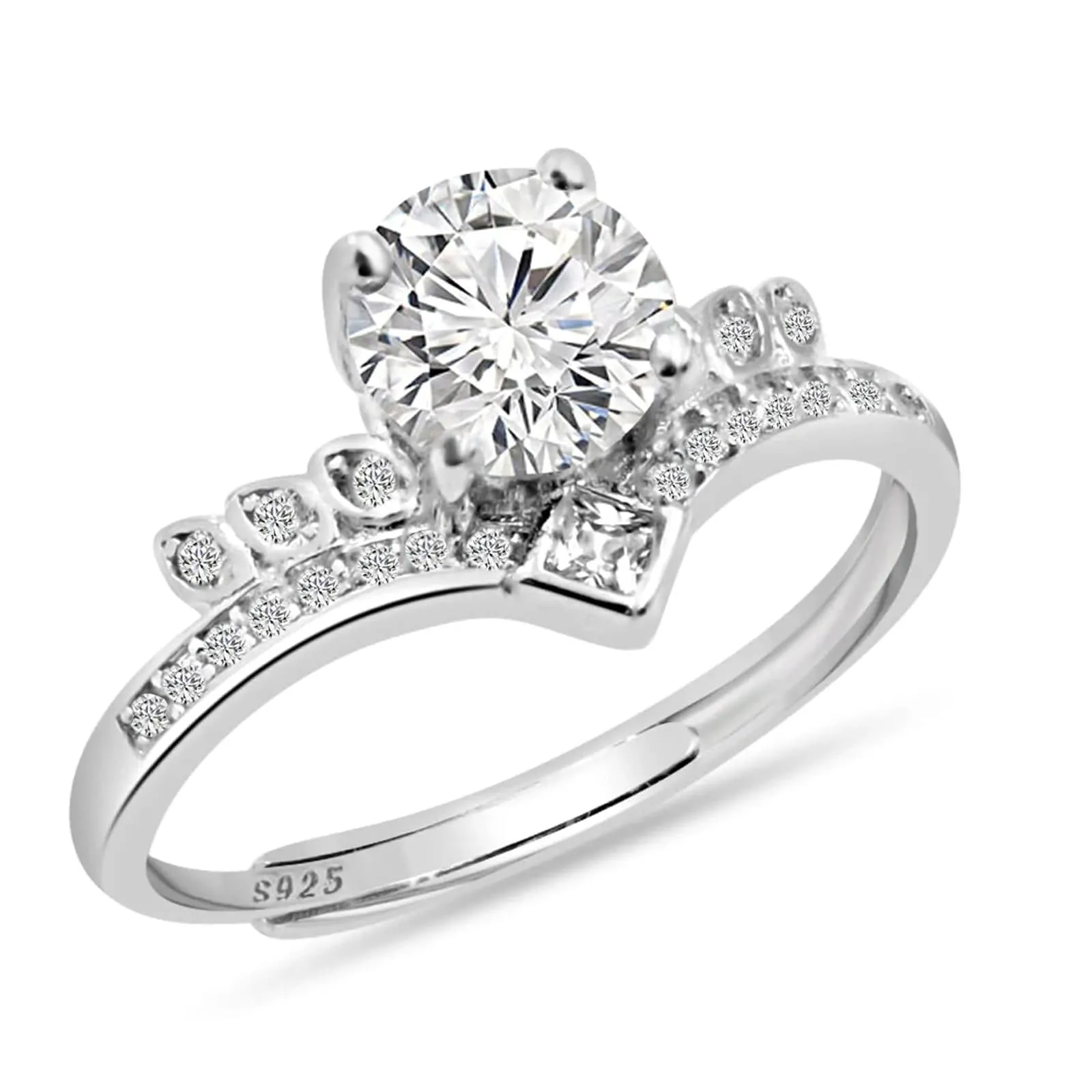 Zarkan 925 Silver Eagle Solitaire American Diamond Ring