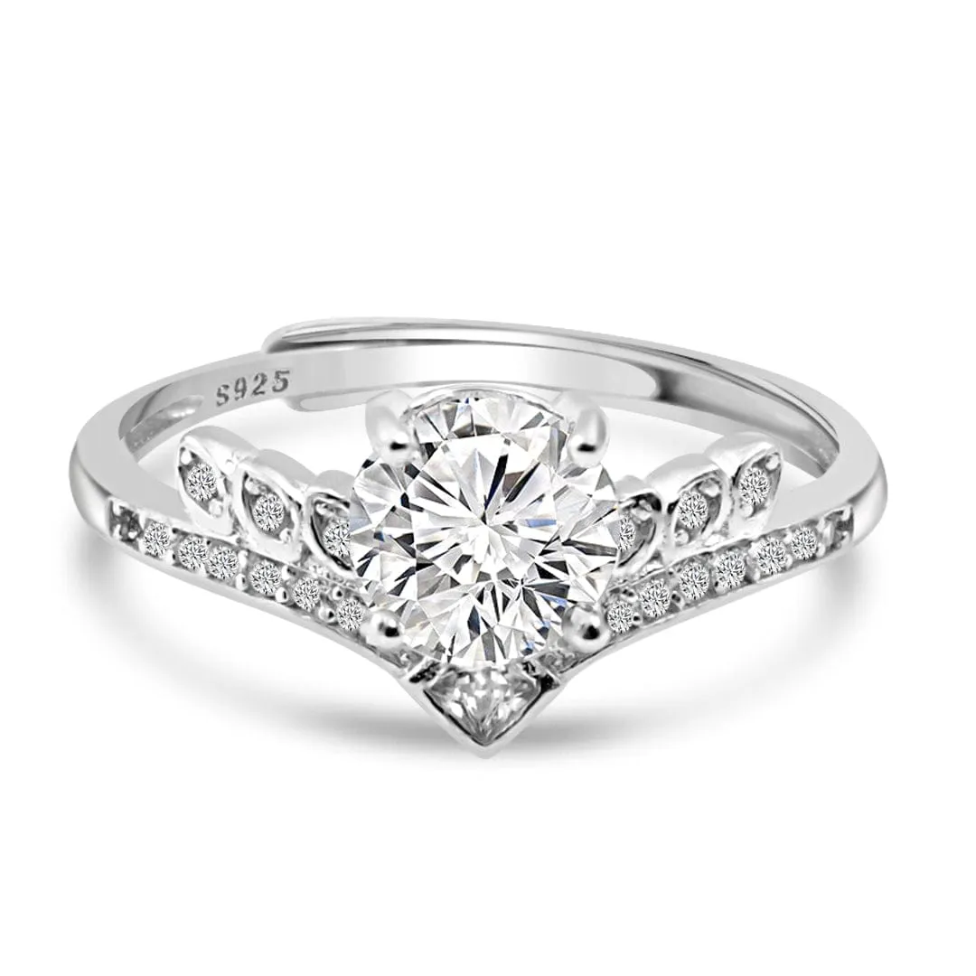 Zarkan 925 Silver Eagle Solitaire American Diamond Ring