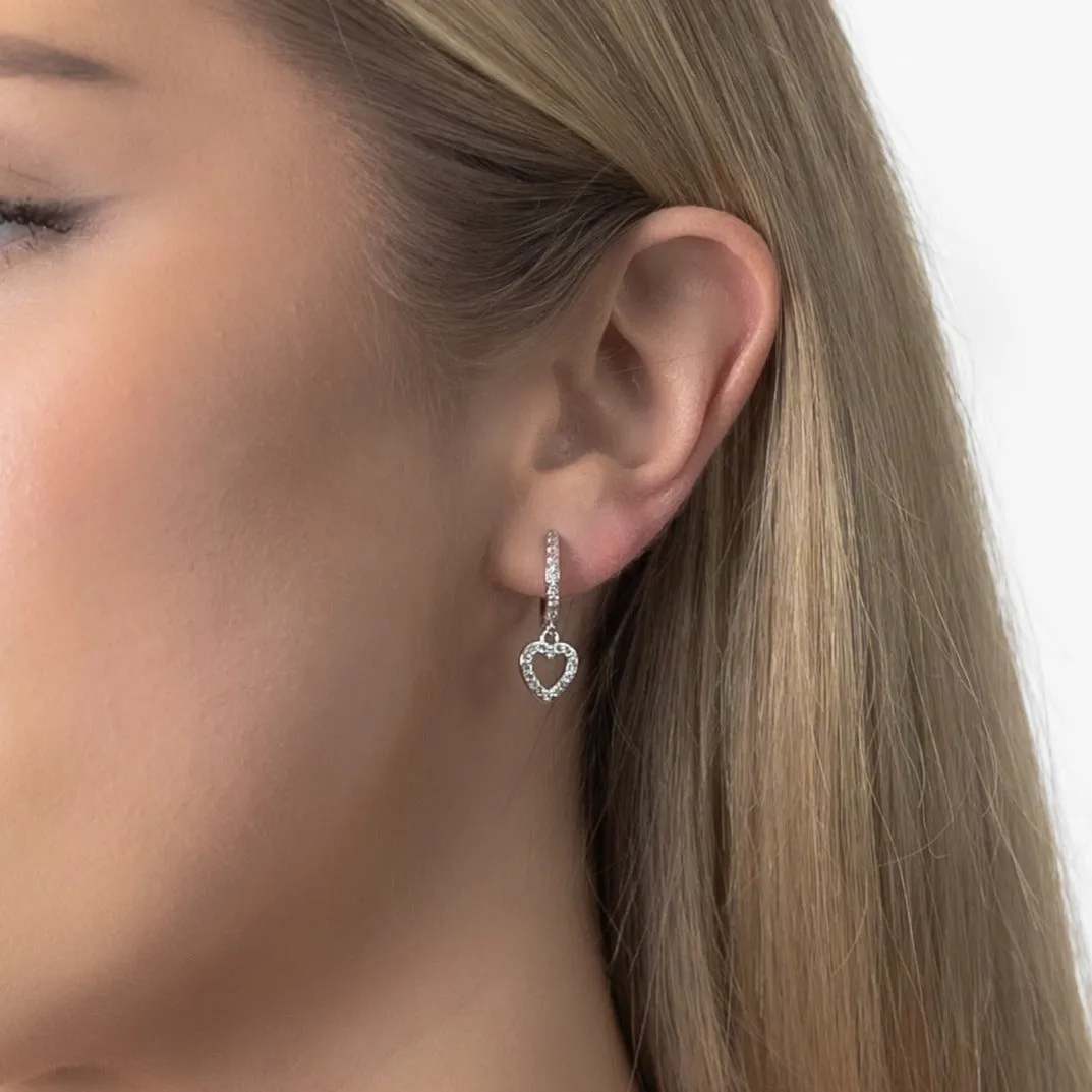 ZIRCONIA HEART EARRINGS Silver